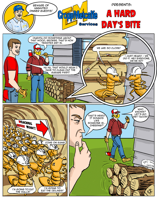 signs of termite damage comic