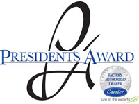 Logo of the 2015 Carrier President's Award that was awarded to CroppMetcalfe. 